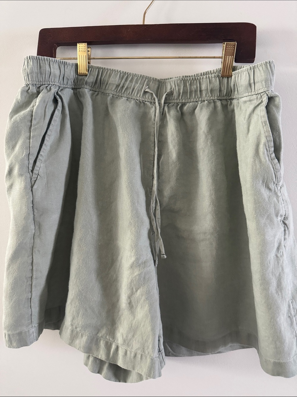 Tahari Sage Green Drawstring Athletic Shorts